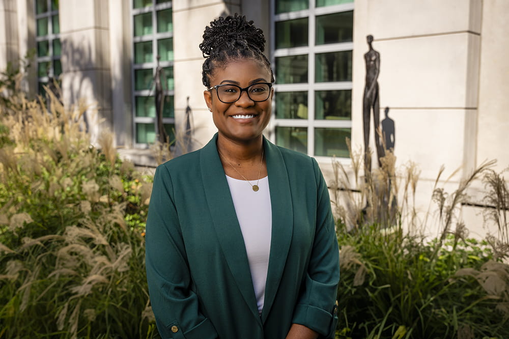 cervical cancer trends researcher Trisha Amboree at the garden in Hollings Cancer Center