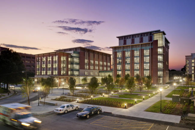 MUSC Clyburn Research Center at night