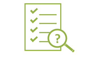 Checklist and magnifying glass icon