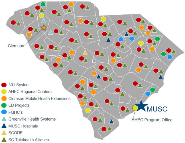 Map of SCN's statewide partners and affiliates